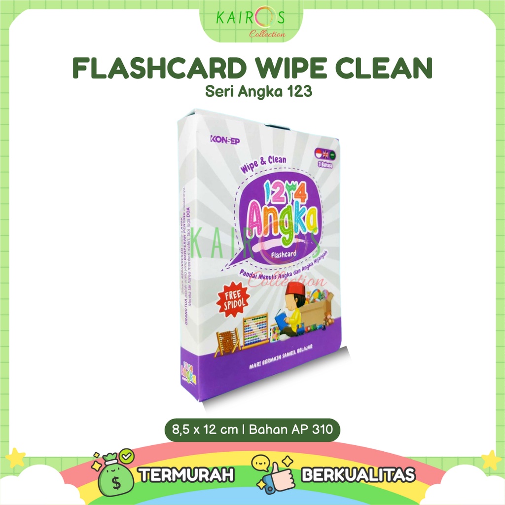 Flashcard Wipe Clean Seri Angka 123 Kartu Pintar Belajar Balita Bisa Ditulis Dihapus