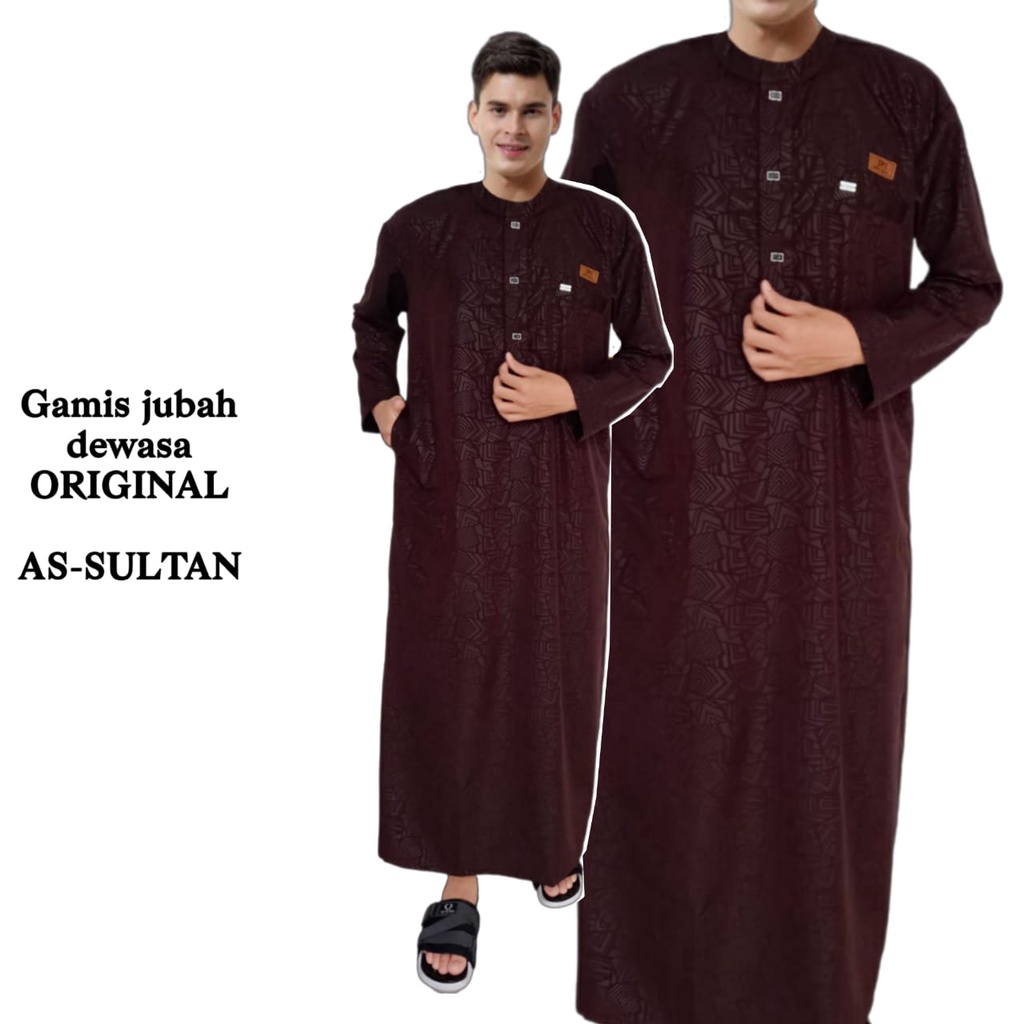 AS-SULTAN/JUBAH PRIA DEWASA EMBOS ORIGINAL PREMIUM/GAMIS LAKI LAKI/BAJU KOKO EMBOS ORIGIANL-coklat