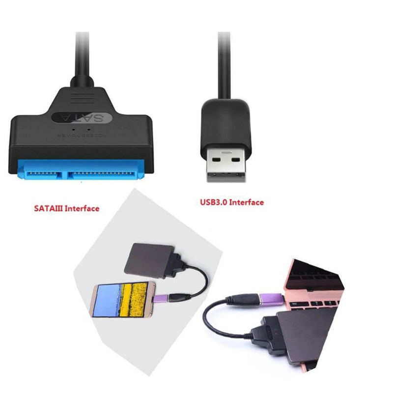 {LUCKID}USB 2.0 To SATA 22 Pin Laptop Hard Disk Drive SSD Adapter Converter Cable