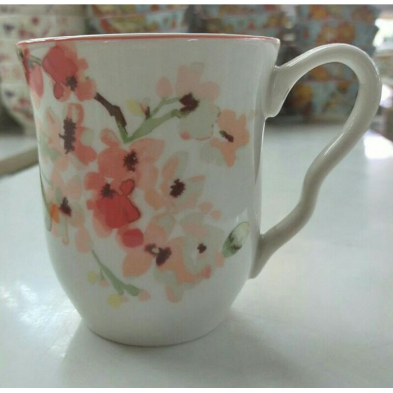 Mug Keramik Bunga Orange Pastel