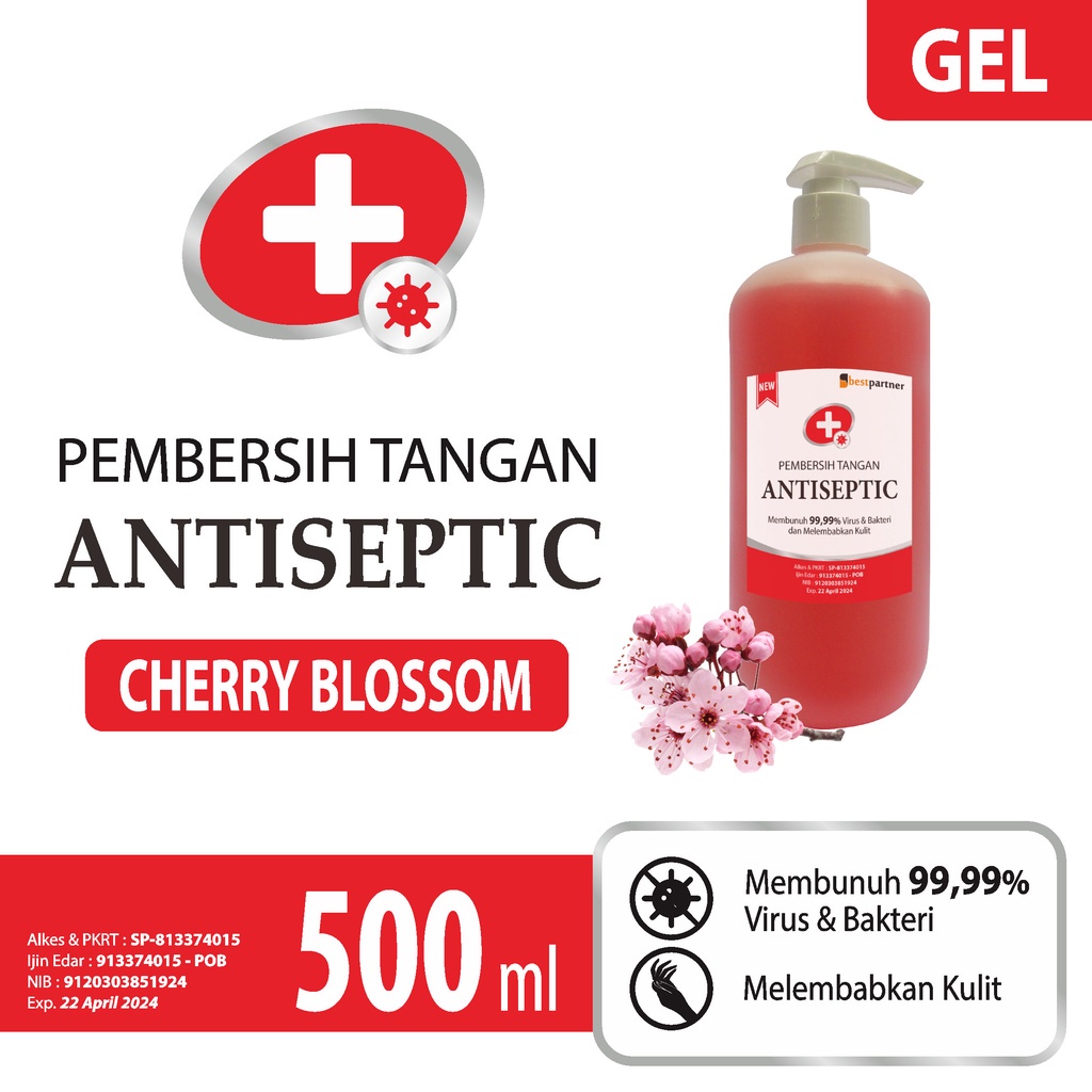 Hand Sanitizer Gel Aromatic 500ml Bottle Pump Aroma Pembersih Tangan Botol Pompa 500 ml Segar Harum Wangi Buah Bunga Fresh Leci Jeruk Lemon Lavender Cherry Blossom Ocean Laut