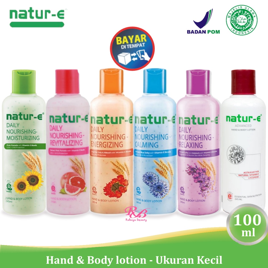 Natur e Hand & Body Lotion 100ml - Ukuran Mini / Hijau/Orens/Pink/Biru/Ungu/Putih