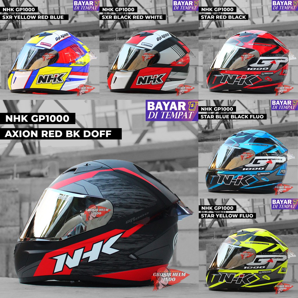 HELM NHK GP1000 PAKET GANTENG_NHK GP 1000 MOTIF STAR AXION PLASMA SXR PAKET VISOR IRIDIUM SPOILER