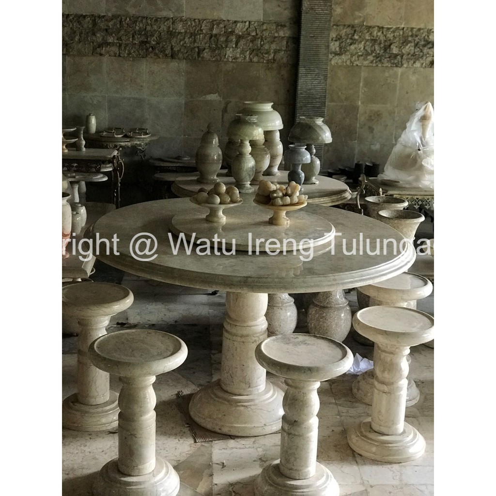 Meja makan marmer set (MARBLE/HANDCRAFT)