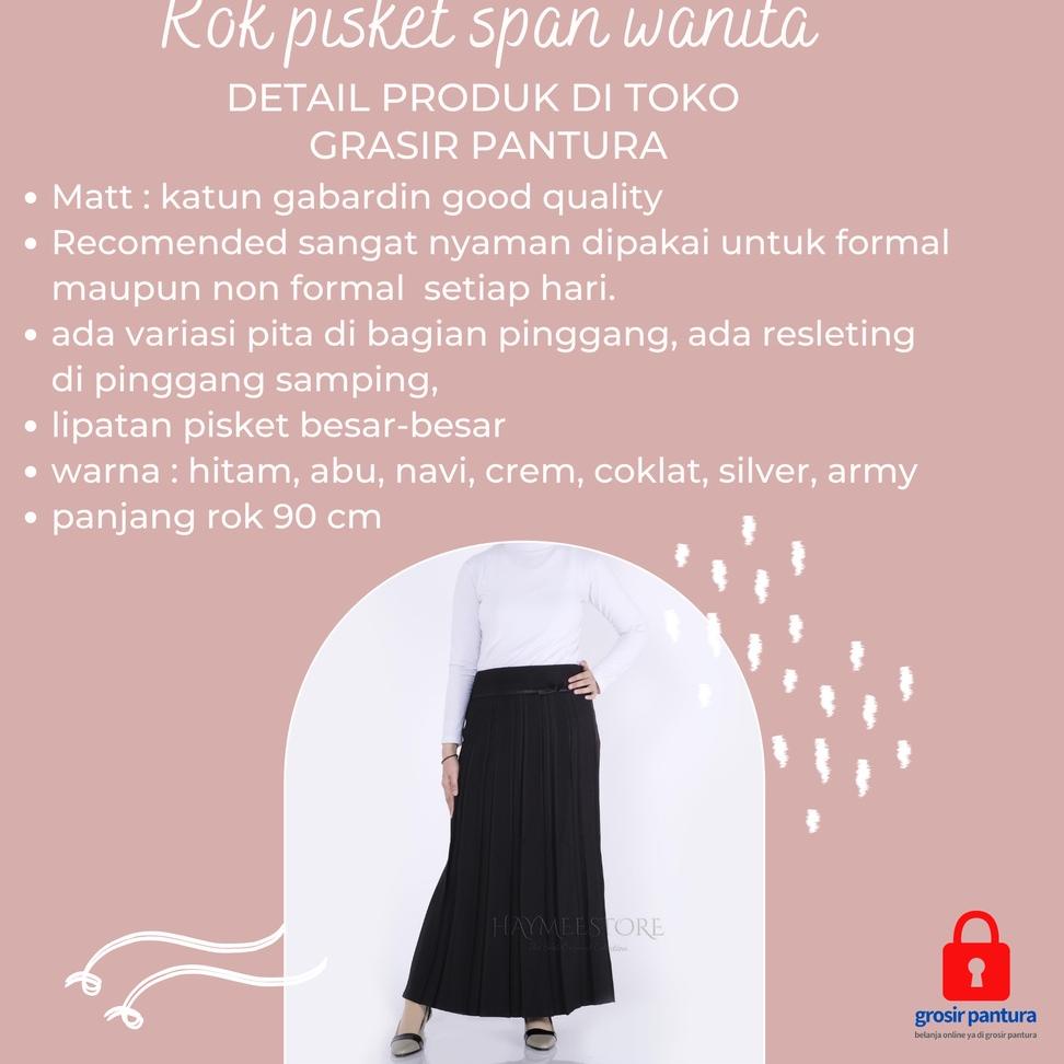 Rok Kantor Span Panjang Plisket Jumbo Bawahan Kerja Wanita Kekinian Bahan Katun Garbadin –ITA.01Jl22