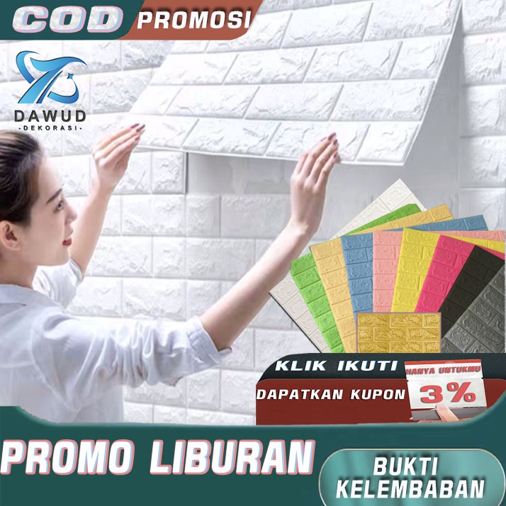 [Pabrik premium]  Wallpaper Dinding 3D Foam Wallpaper Dinding Brick Foam Batu Bata Ukuran - Home int