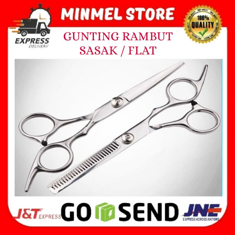 GUNTING RAMBUT SASAK SALON STAINLESS STEEL FULL HIGH QUALITY PREMIUM HAIR SCISSOR PER 1 PCS