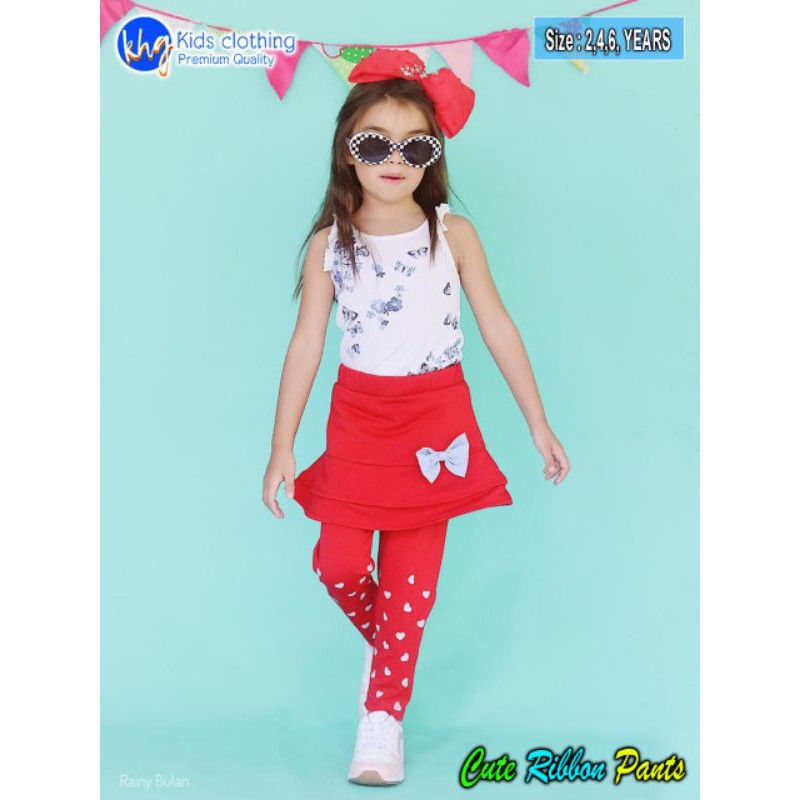 Leging Rok Anak Cewek Leging Cute Ribbon KHG