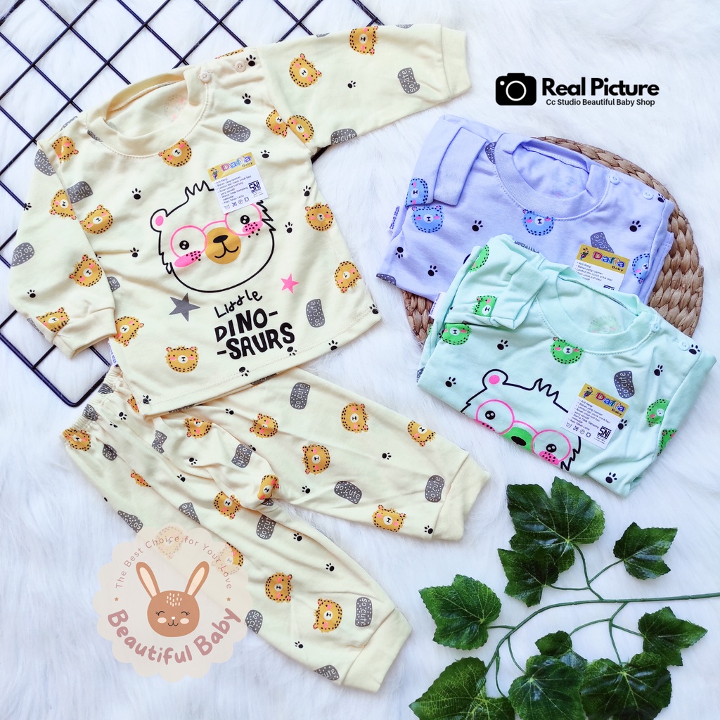 PREMIUM Setelan Piyama Baju Bayi Usia 3-18 Bulan Celana Panjang Lengan Panjang Motif Printing Bear / Baju Tidk ur Bayi Laki-laki / Piyama Bayi Perempuan / Baby.ou