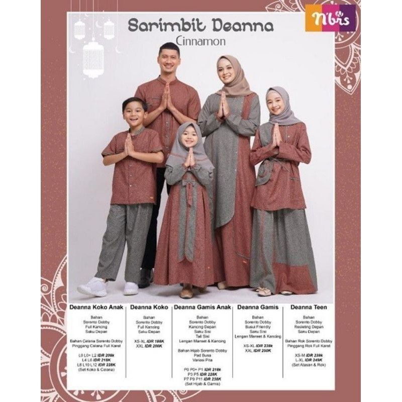 Nibras Couple Sarimbit Terbaru 2021 Baju Keluarga Muslim Koko Gamis Copel Lebaran Deanna Cinnamo Ori