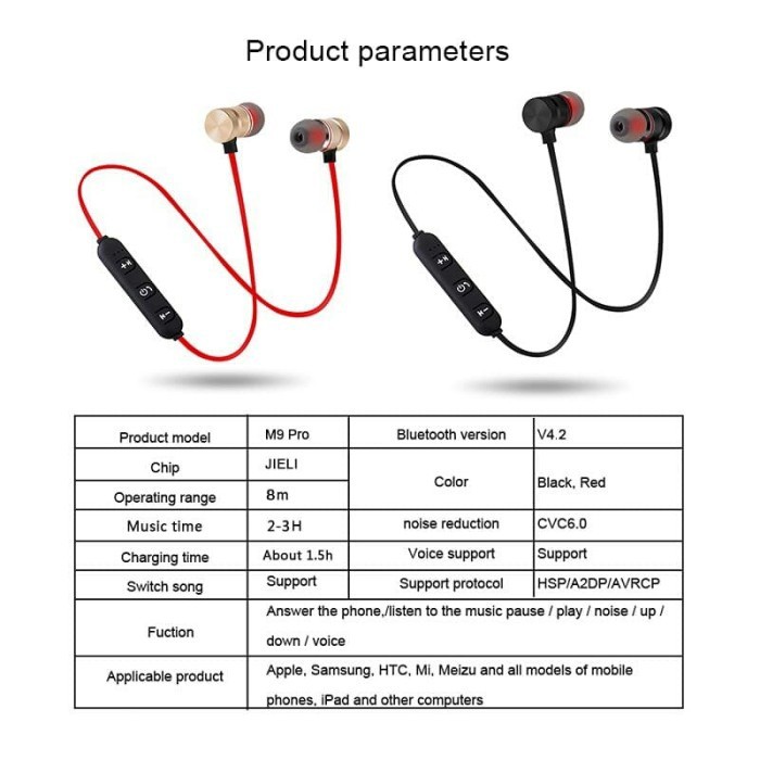 Headset Bluetooth Sport JBL branded Earphone Handsfree Metal Solid Magnet BM1