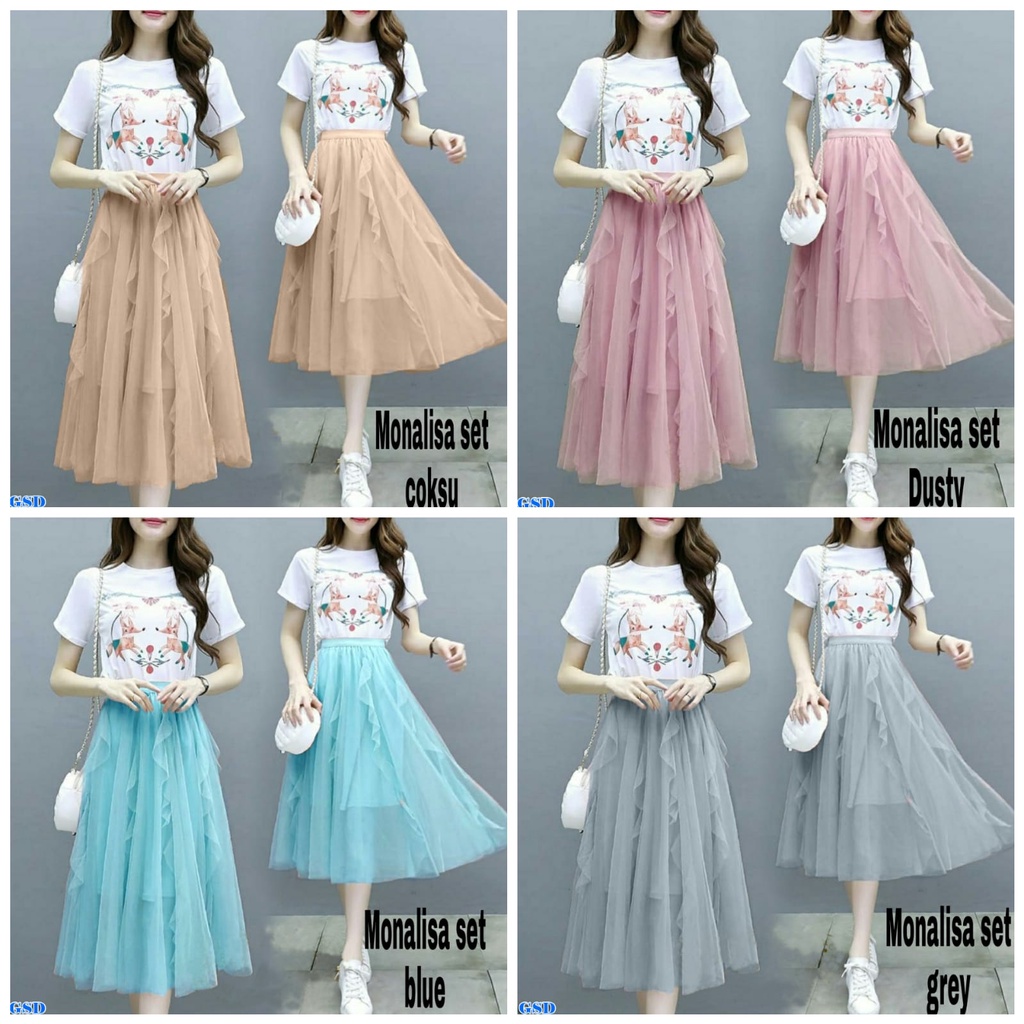 Set Monalisa/set wanita/set rok wanita/setelan rok panjang/setelan blus cewe