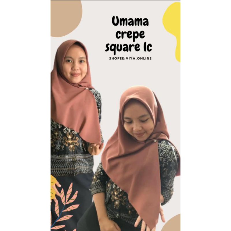 Umama CREPE SQUARE   jilbab hijab kerudung segi empat lasercut polos, warna MILO