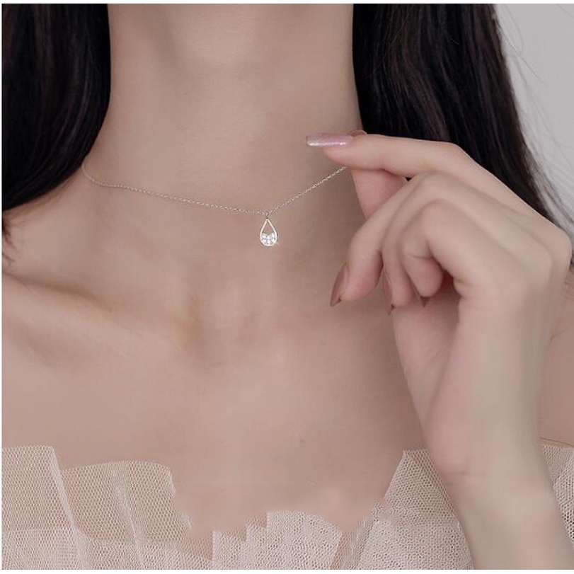 Roselife Kalung Rantai Liontin Hati / Daun / Sayap Hias Zircon Gaya Korea / Musim Panas Berkilau Untuk Wanita