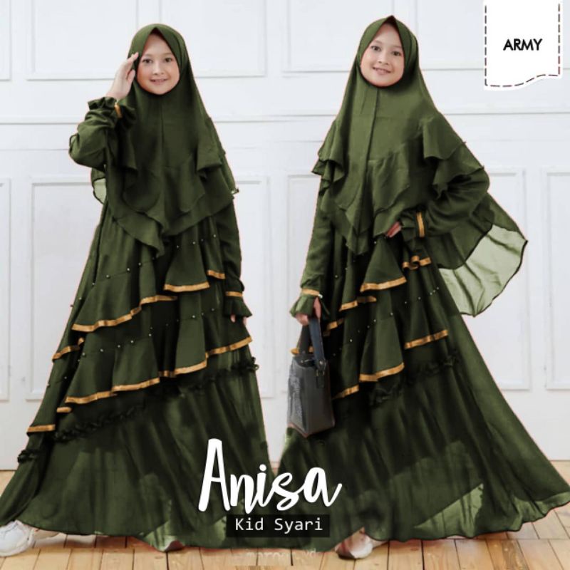 SYARI ANISA KID ANAK, MOSCREPE, GAMIS HIJAB MUSLIM, DRESS MAXY