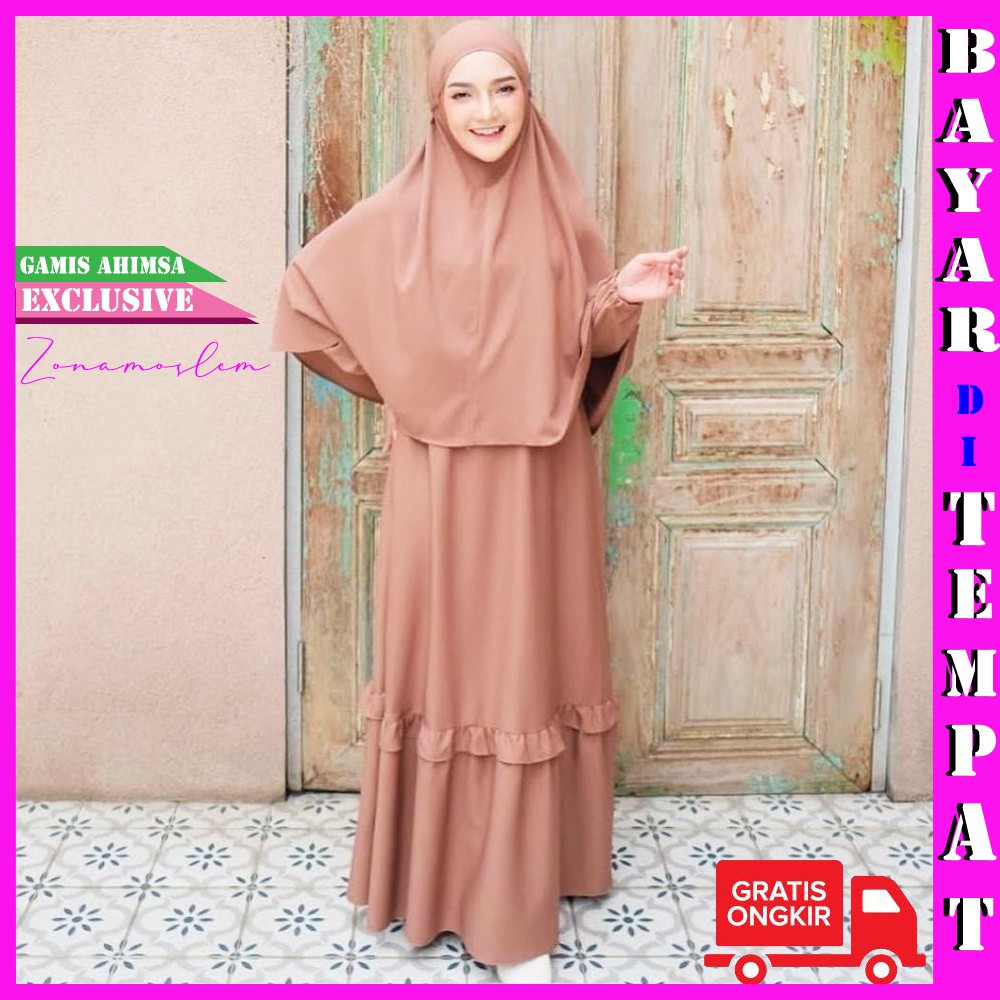 GAMIS SYARI SET ELBINA  + HIJAB DRESS MUSLIM WANITA TERBARU BAHAN WOLFIS PREMIUM | SETELAN GAMIS