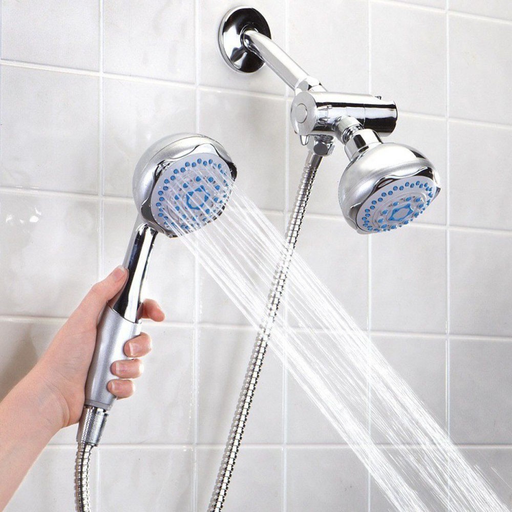 Shower Spray SetTinggi Kamar Mandi Berkualitas Wall-mount Dual Head 3 in 3  Bath Shower Semprot Set d