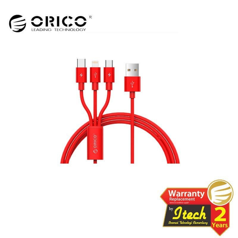 ORICO UTS-12 3 in 1 3A Nylon Braided Charge &amp; Sync Cable 1.2 Meter