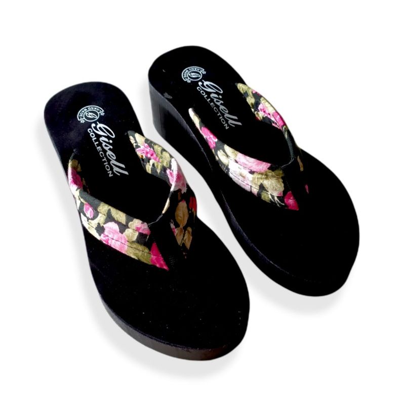 Sandal Wedges Spon Jepit BALOK BUNGA