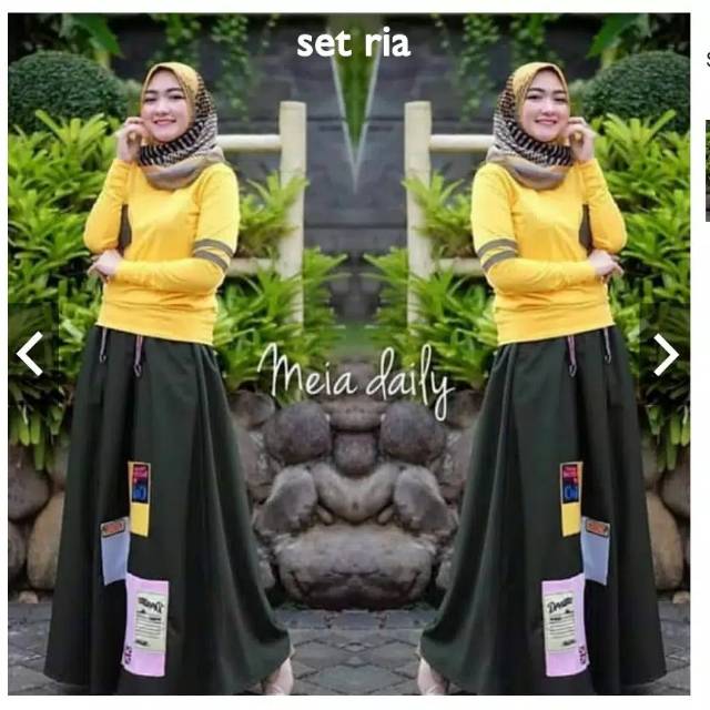Set Ria Pakaian muslim Baju setelan Kulot Panjang Set Ria Pakaian muslim Baju setelan Kulot Panjang