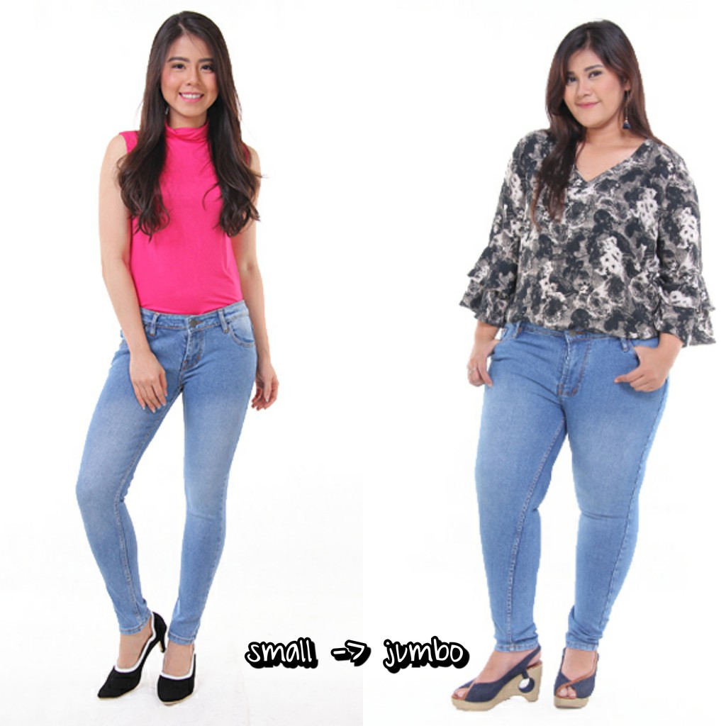 Skinny celana  wanita  biru big jumbo premium kualitas 