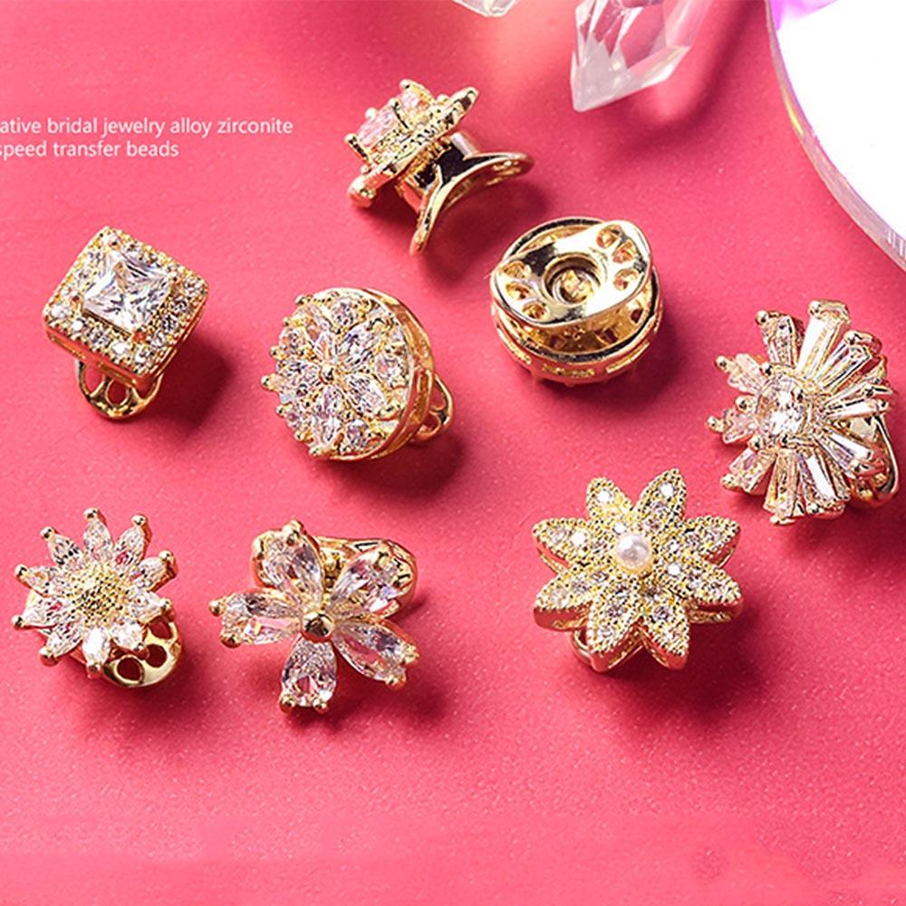 Augustina Rotatable Nail Zircon Gold Shiny Tahan Lama Alloy Metal Rotating Fast Rotatable Nail Rhinestones