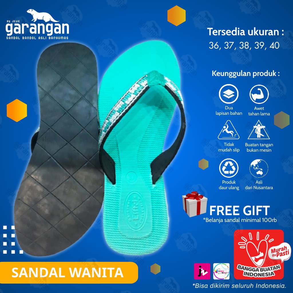 SANDAL BANDOL WANITA / SANDAL JEPIT WANITA / SANDAL WANITA EMPUK NYAMAN ANTI LICIN ASLI BANYUMAS