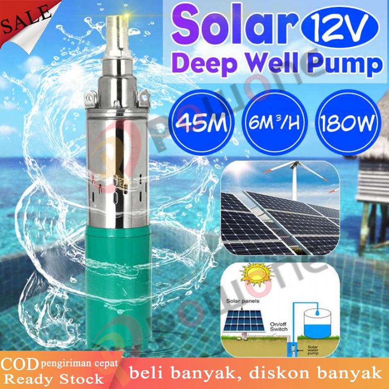 Powone 300W 12V Angkat Tinggi 35m Submersible Pump Deep Well Pump Pompa Submersible Pompa Sumur Dala