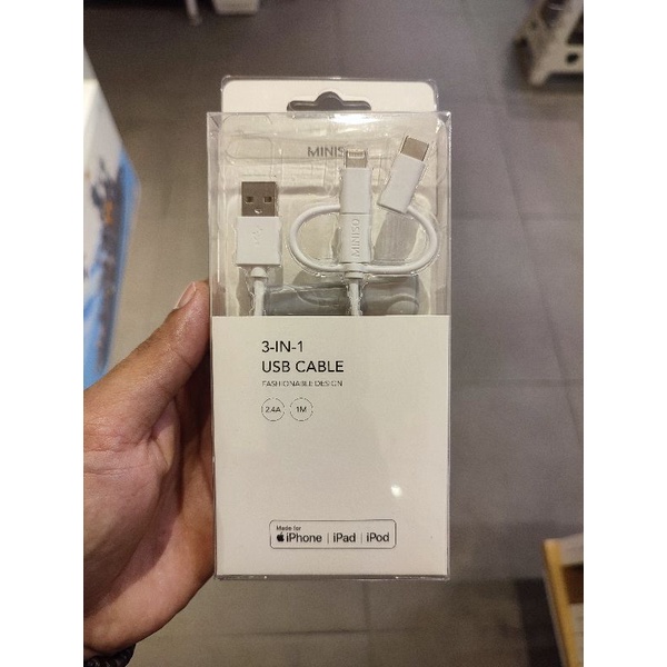 Miniso 3 in 1 USB Cable 2.4A iphone type c micro
