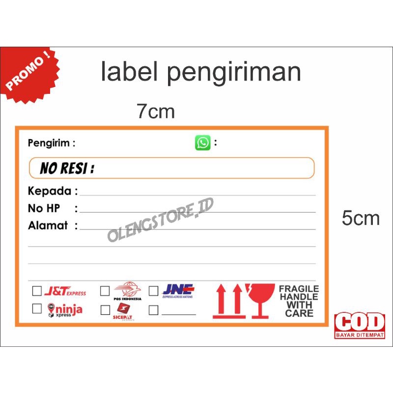 

label pengiriman /kertas pengiriman olshop