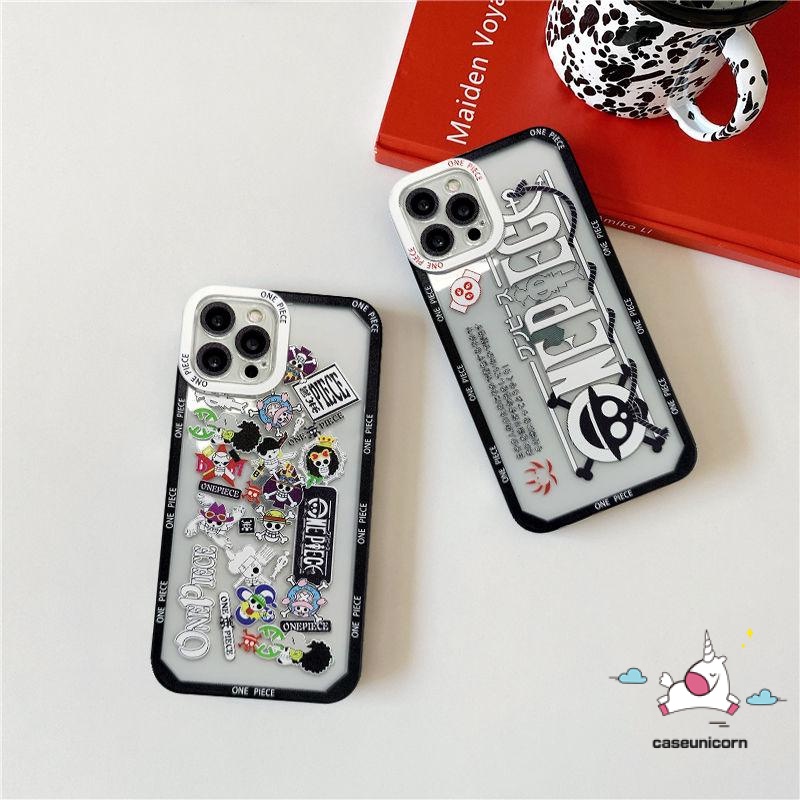 Fashion Kartun One Piece Case Untuk iPhone 7plus X XR XS Max14 11 12 13 pro max 6 6s 7 8 plus SE 2020 Transparan Lembut Tpu Anti Jatuh Pelindung Kamera Belakang Full Cover
