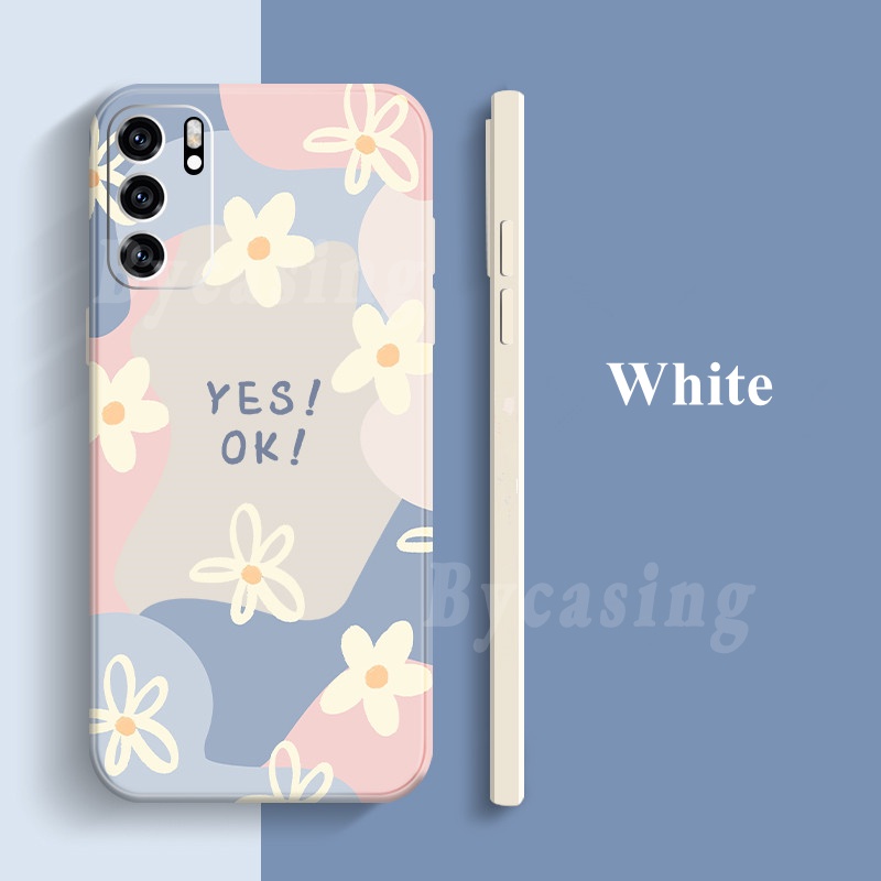 Fashion Daisy Soft Case for OPPO A57 2022 A16 A15 A54 A15S A5S A3S A5S A12 A53 2020 A1K F9 Reno 6 Reno 6Z Realme 8i C25 C25S C11 C12 5 5i 6i C20 Keep Smiling Chrysanthemum YES OK Pattern Soft Silicone Matte Phone Cover Rixuan