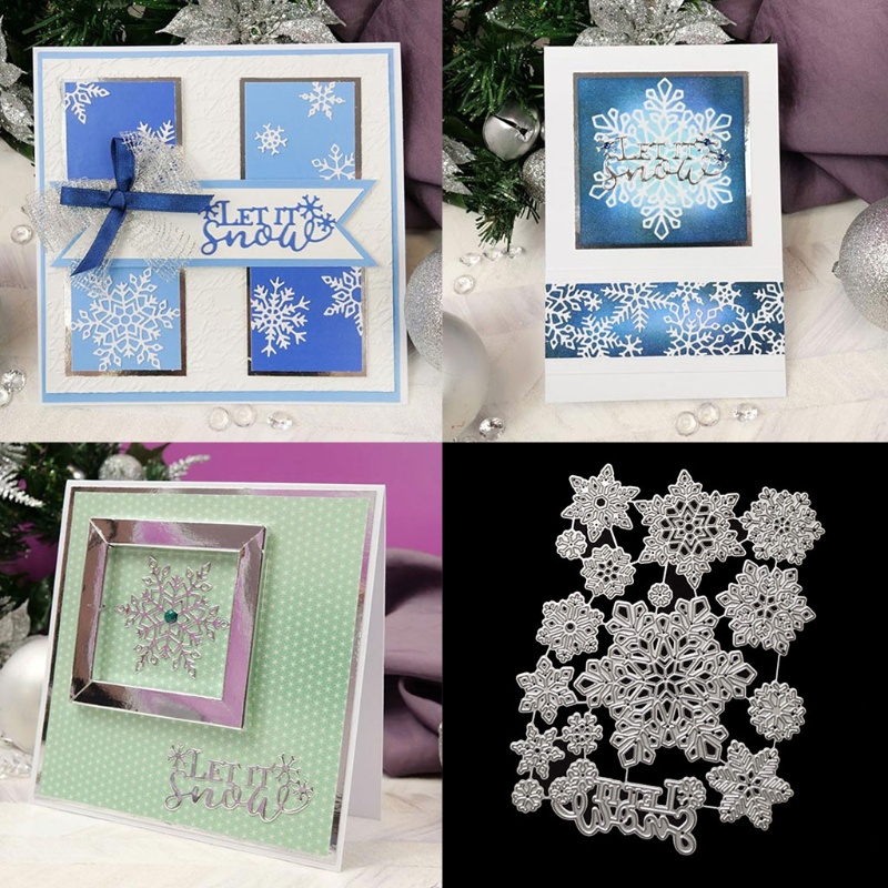 Cetakan Stensil Cutting Dies Motif Snowflake Natal Bahan Metal Untuk Scrapbook / Craft DIY / Embossing