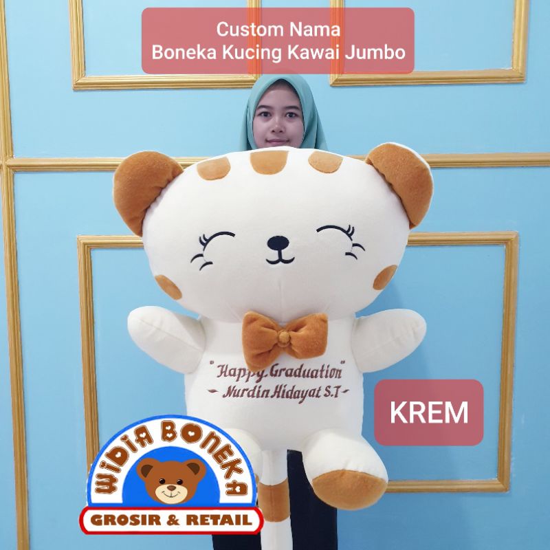 Boneka Kucing Kawai Jumbo Besar Murah Halus Lembut Lucu / Kucing Cantik