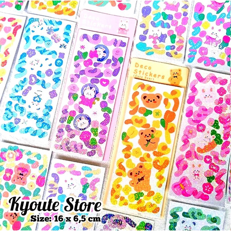 

Sticker Ribbon Confetti Pita Bear Bunny Waterproof Glitter Journal Scrapbook Photo Polaroid Decoration