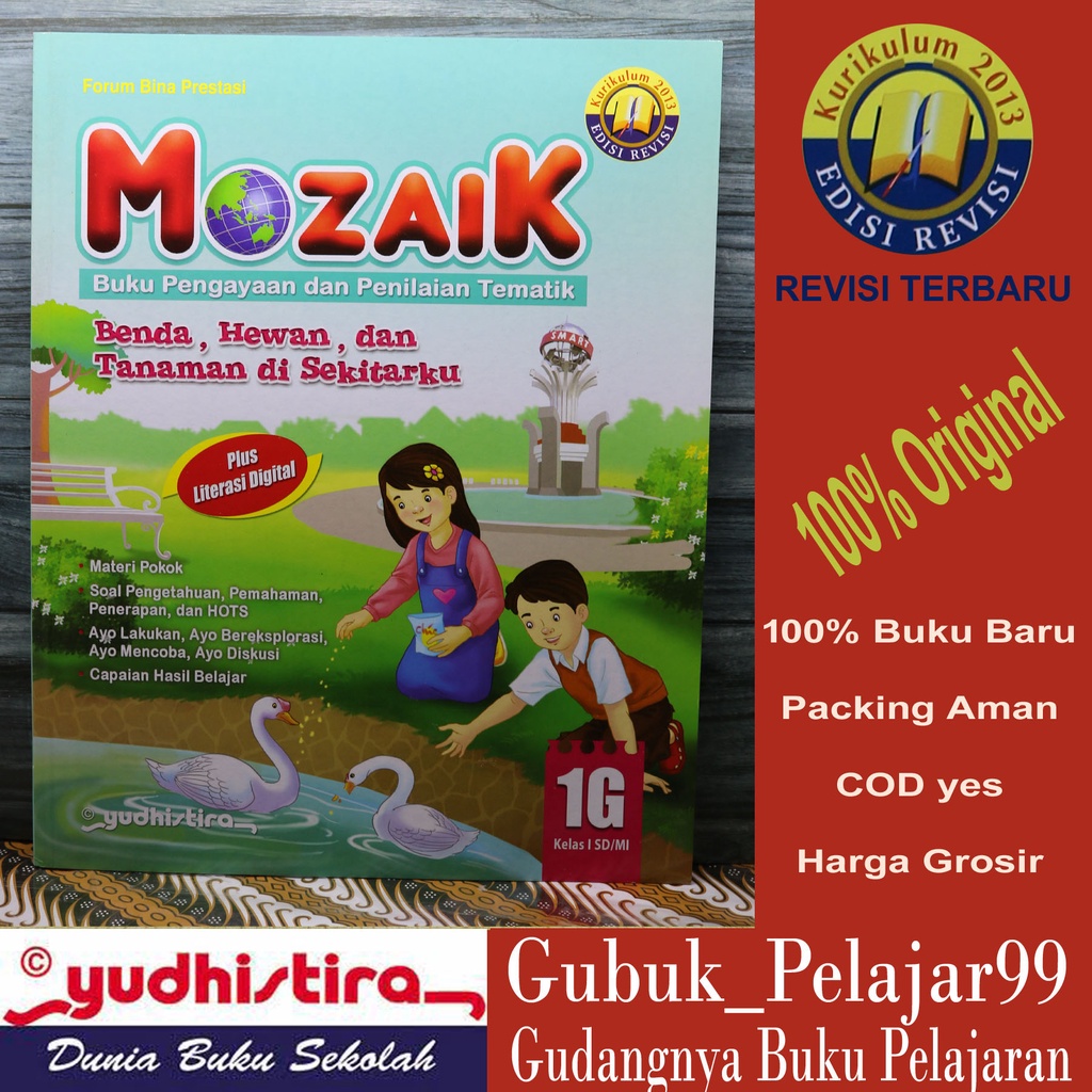 MOZAIK Tematik Kelas 1G Revisi Terbaru YUDHISTIRA Original BOOK