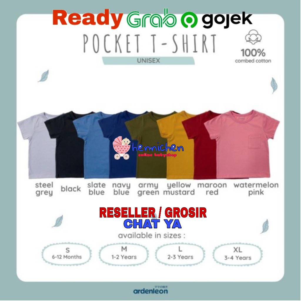 PROMO 7.7 HABISIN STOK Arden Leon Pocket T-Shirt / Tee Kaos Atasan Anak  0-4 Tahun