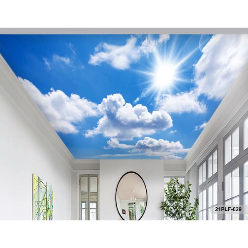 Wallpaper 3D Custom Plafon Langit Putih Awan Biru (21PLF-029)