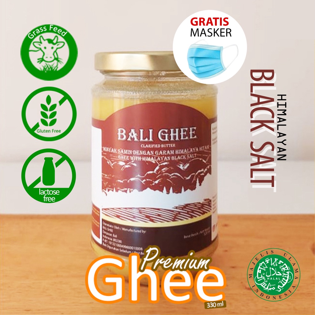 

Ghee Himalayan Black Salt / Pink Salt (CLARIFIED BUTTER) BALI GHEE I Halal Garam Himalaya I Sehat I Gluten Free I Lactose Free - 330 ml