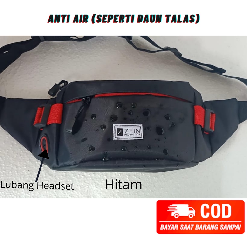 Tas Selempang Pria Waterproof Anti Air Slempang Waistbag Weistbag Pinggang Paha Pria Wanita Cewek Cowok Waterproof Anti Air