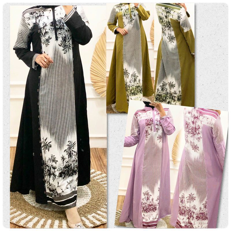 Gamis Hikmat kw model stripe Dan Pohon Kelapa By Zulfa dress