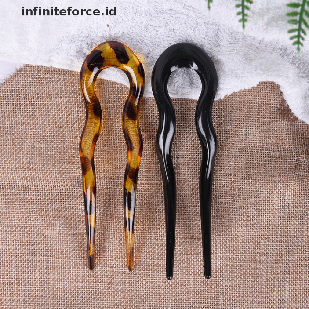 Jepit Rambut Bentuk U Bahan Resin Gaya Retro Tradisional