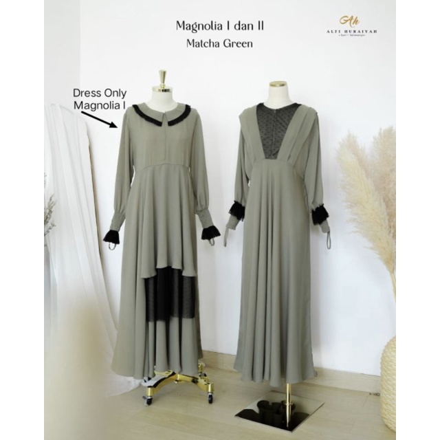 Dress Only Magnolia 1 by Alfi Huraiyah Gamis Pesta Kondangan (gamis Saja )