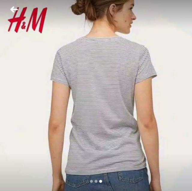 KAOS CEWEK H*M STRIPED T SHIRT-KAOS WANITA