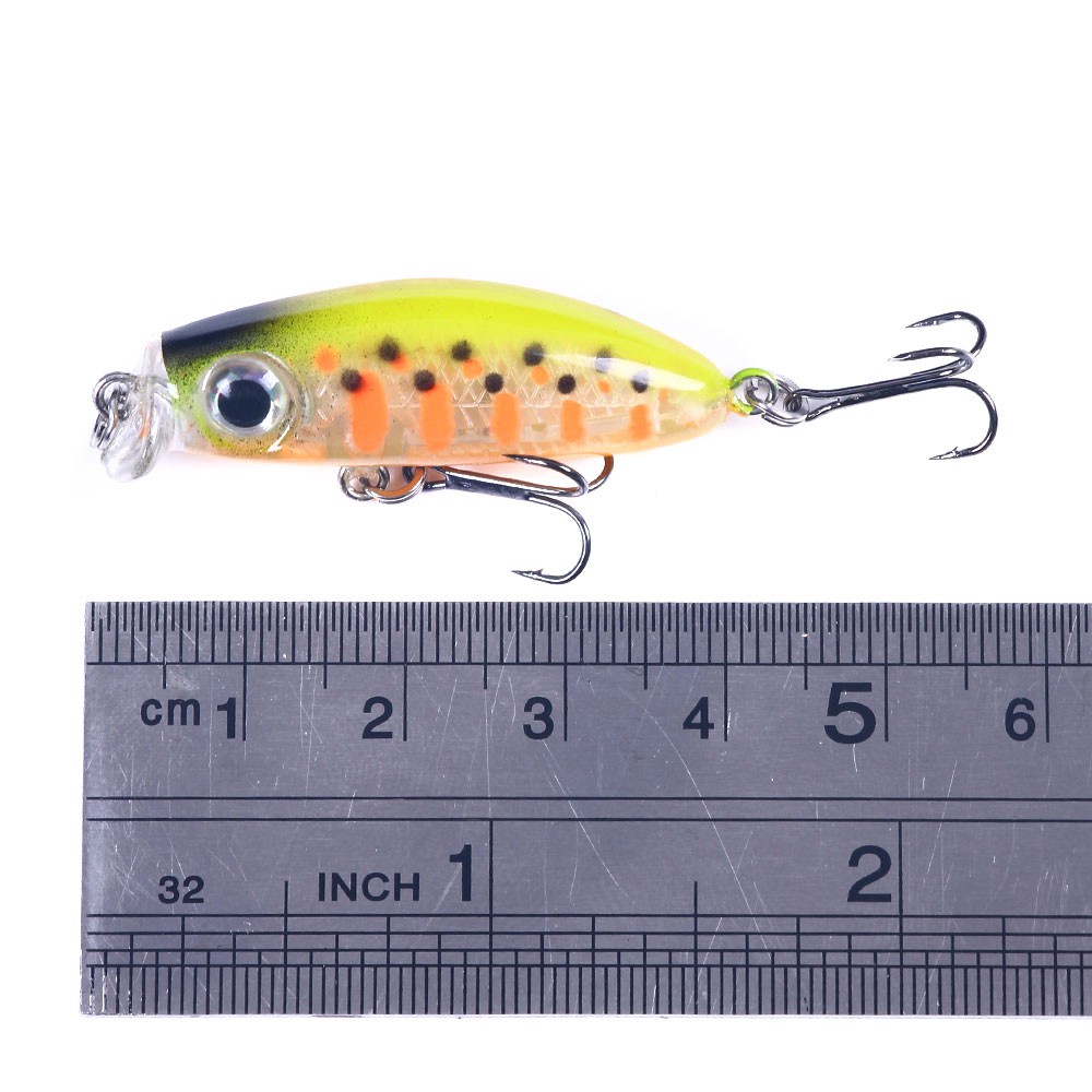 HENGJIA 6PCS Sinking Fishing Lure 4.2cm 3.1g 3D Eyes Umpan Pancing Minnow Bentuk Ikan Kecil Artificial Hard Bait with Flatten Stainless Steel Split Ring