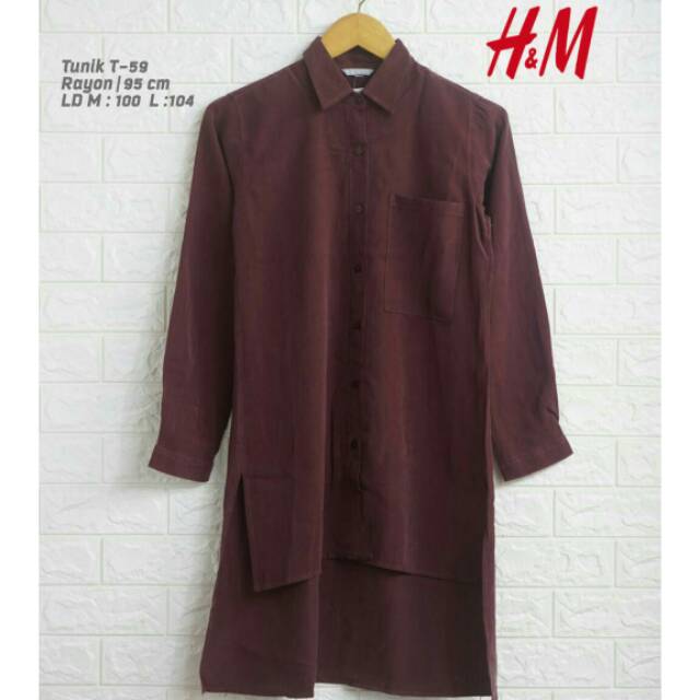 H&M tunik maroon/H&m Maroon tunik jumbo/maroon tunic/H&m shirt/H&m blouse kerja/H&m tunic/Kemeja h&m