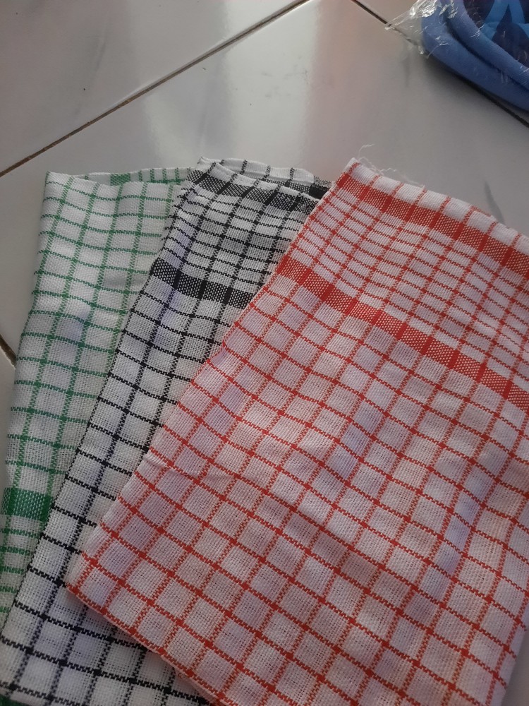 Murah 3pc Lap Piring Kotak / Serbet / Lap Piring Warna Terang