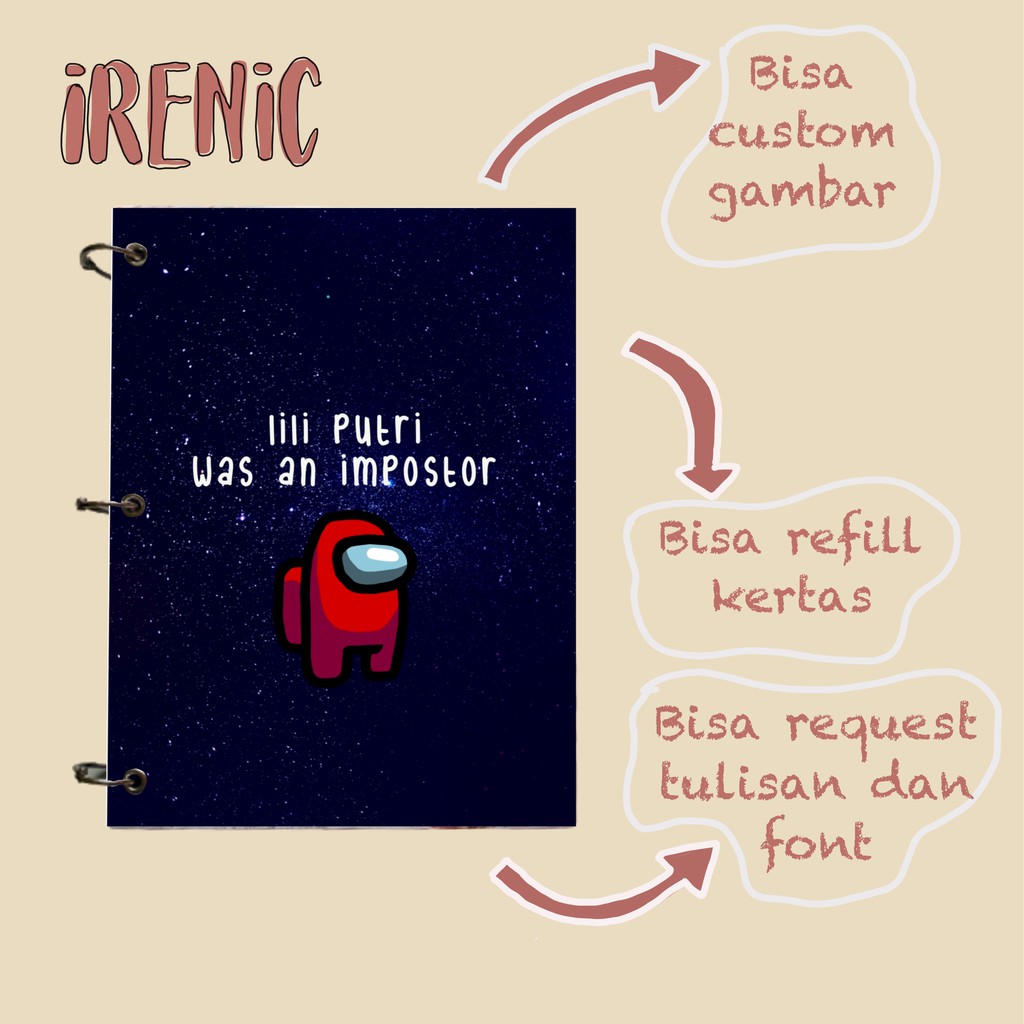 

Custom Notebook A5 B5 A6 Among Us Hard Cover Buku Catatan Binder Journal