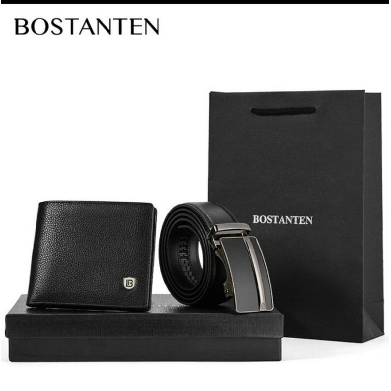 BOSTANTEN Set Ikat Pinggang Dan DOMPET Aneka Ukuran Bahan Kulit Sapi