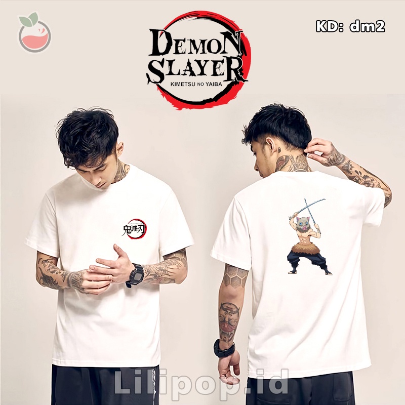 Kaos Tshirt  Pria Demon Slayer Baju Distro Basic Lengan Pendek Cowok Kasual Lilipop